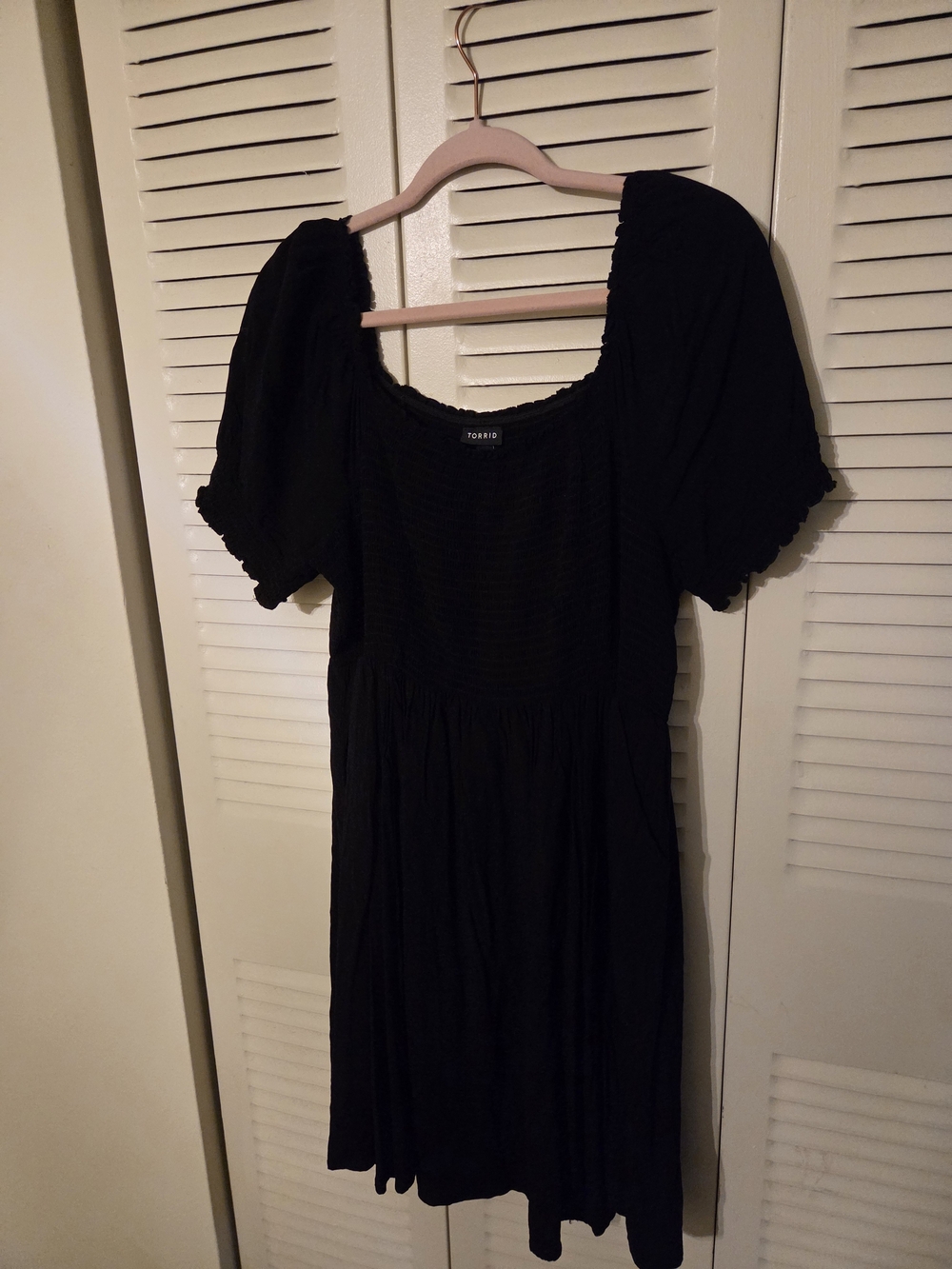 Black Puff Sleeve Square Neck Dress With Pockets - Torrid
